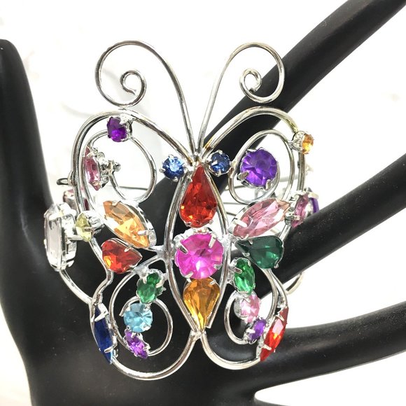 Jeweled Multi Color Wire Vintage Bracelet Cuff NWOT